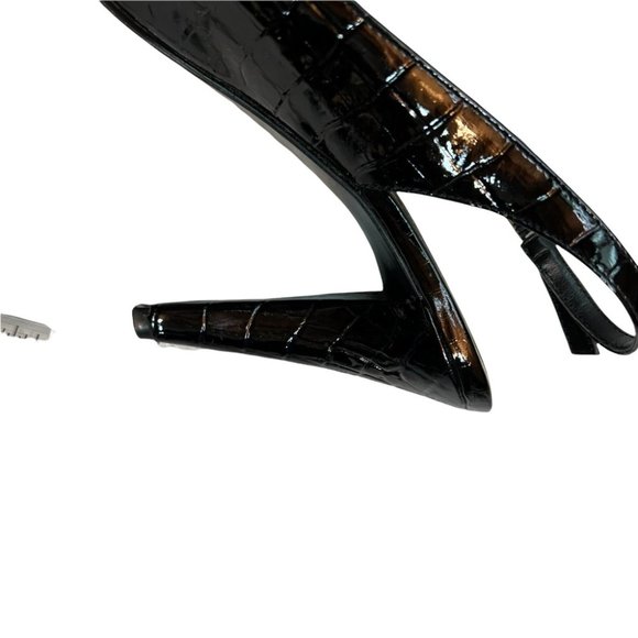 Ralph Lauren Black Patent Open Toe Pumps Size 7.5 - Picture 4 of 5